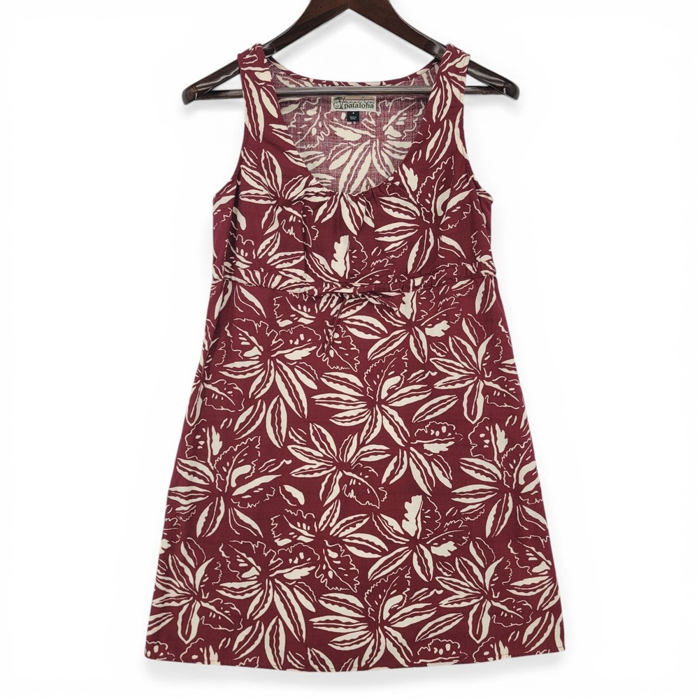 Patagonia Pataloha‎ Womens 4 Dress Organic Cotton Floral Hawaiian Red Aline